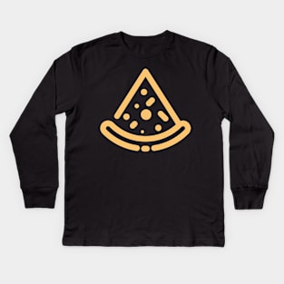 Yellow Outline Pizza Slice Snack Kids Long Sleeve T-Shirt